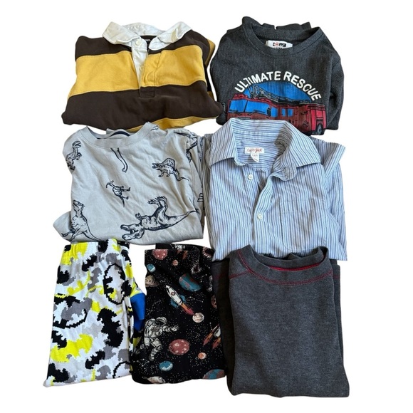 Bundle Boys size 6 Set 7PC Lot Long Sleeve Tops Shirt Button Up Pajama pants - Picture 1 of 8